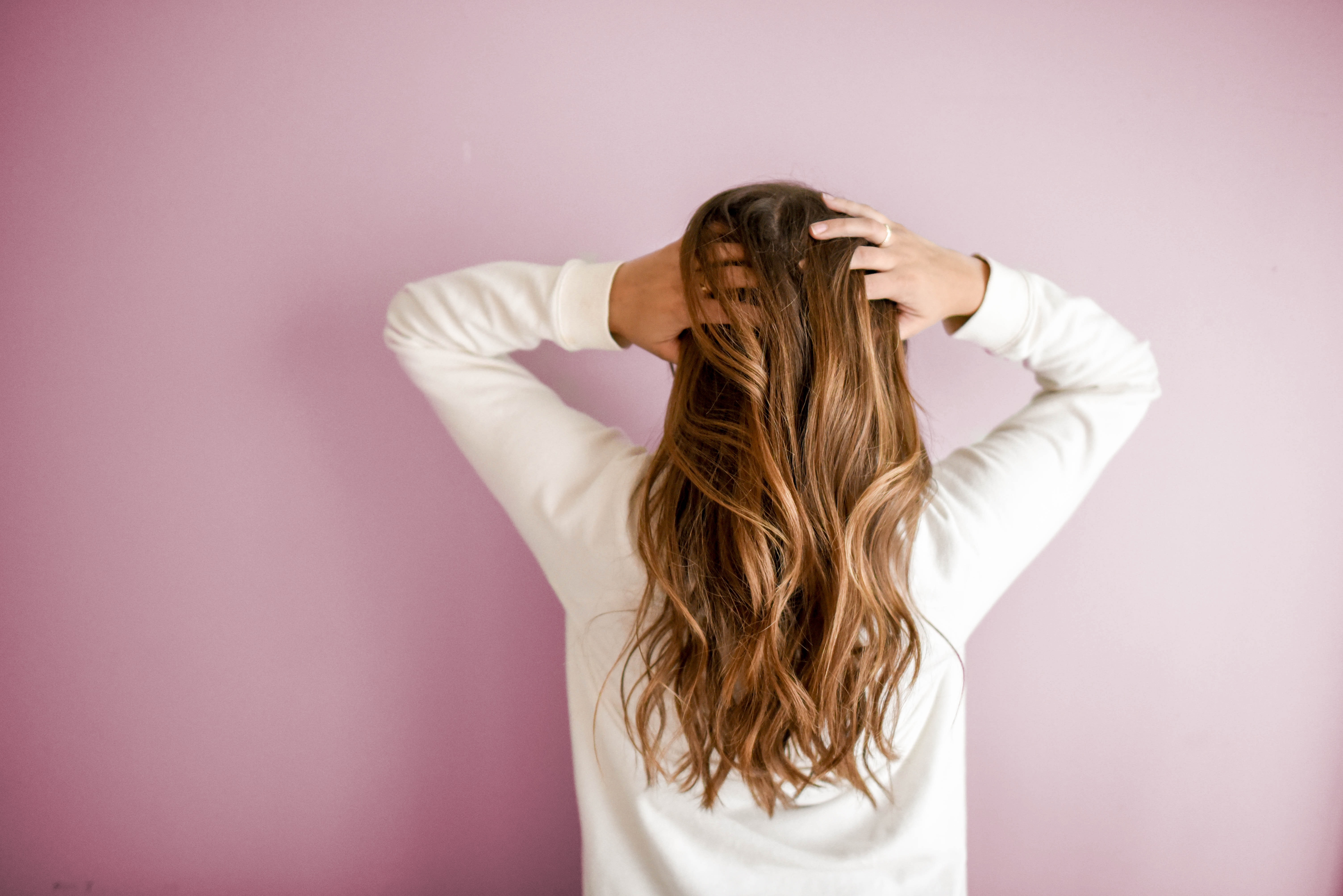 hair with pink background